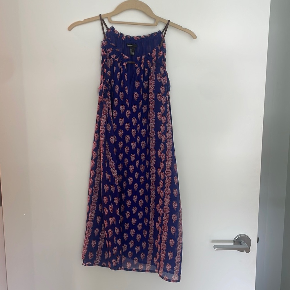 Mango Dress - purple with pink floral design